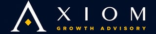 Axiom Growth Advisory logo with white letter A, gold diamond symbol, and blue background