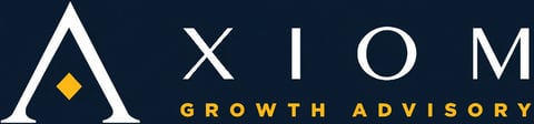 Axiom Growth Advisory logo featuring a triangular symbol with a gold diamond and the company name in white text