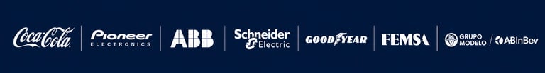 Brand logos including Coca-Cola, ABB, Schneider Electric, FEMSA